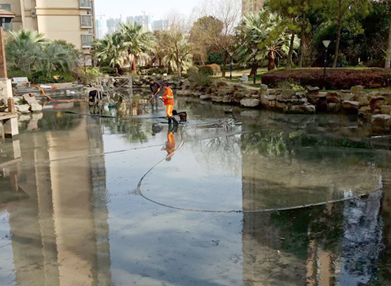 兴国景观池淤泥清理